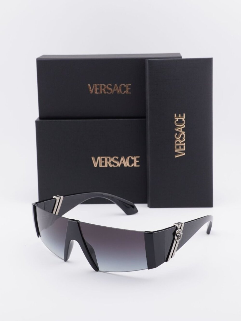 Versace VE4516 GB1/8G Shield Sunglasses – Black / Grey